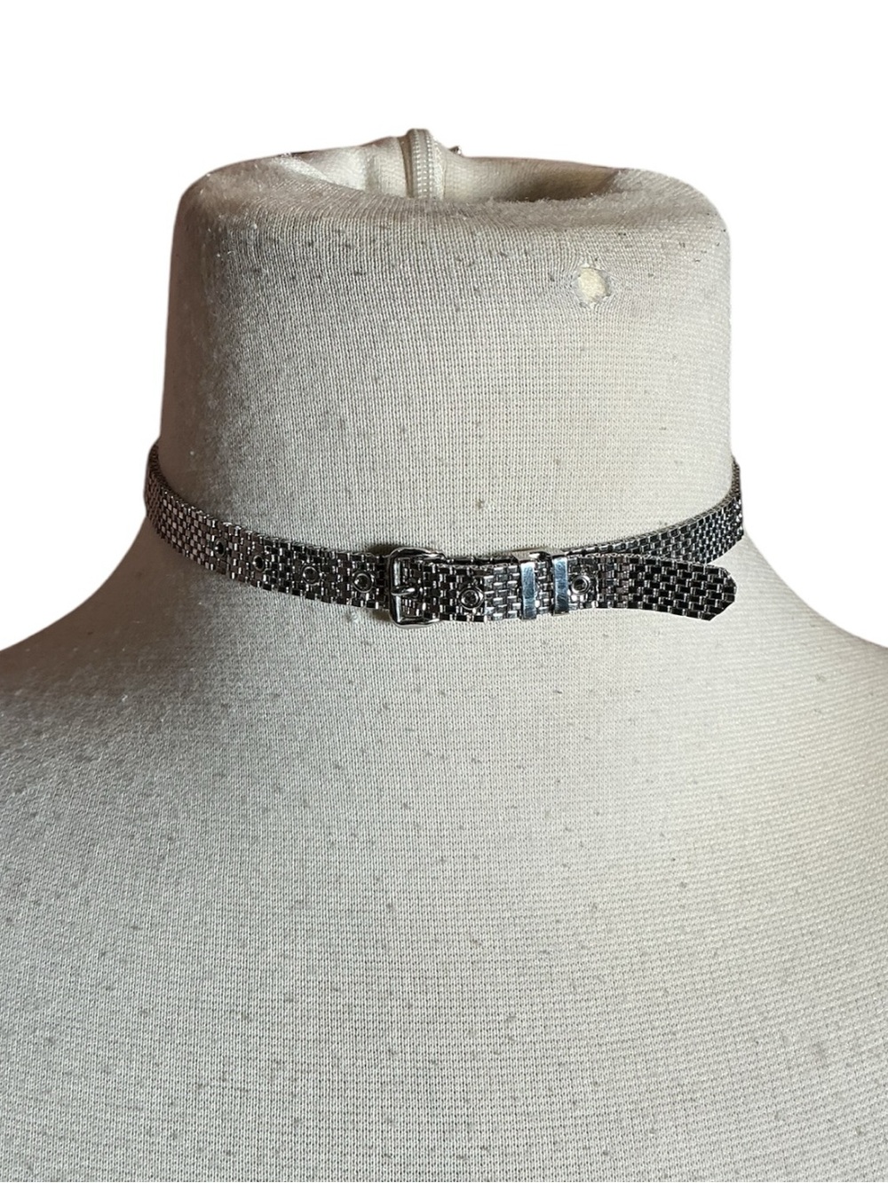 Vintage 1970s Silver Mesh Belt Choker Necklace